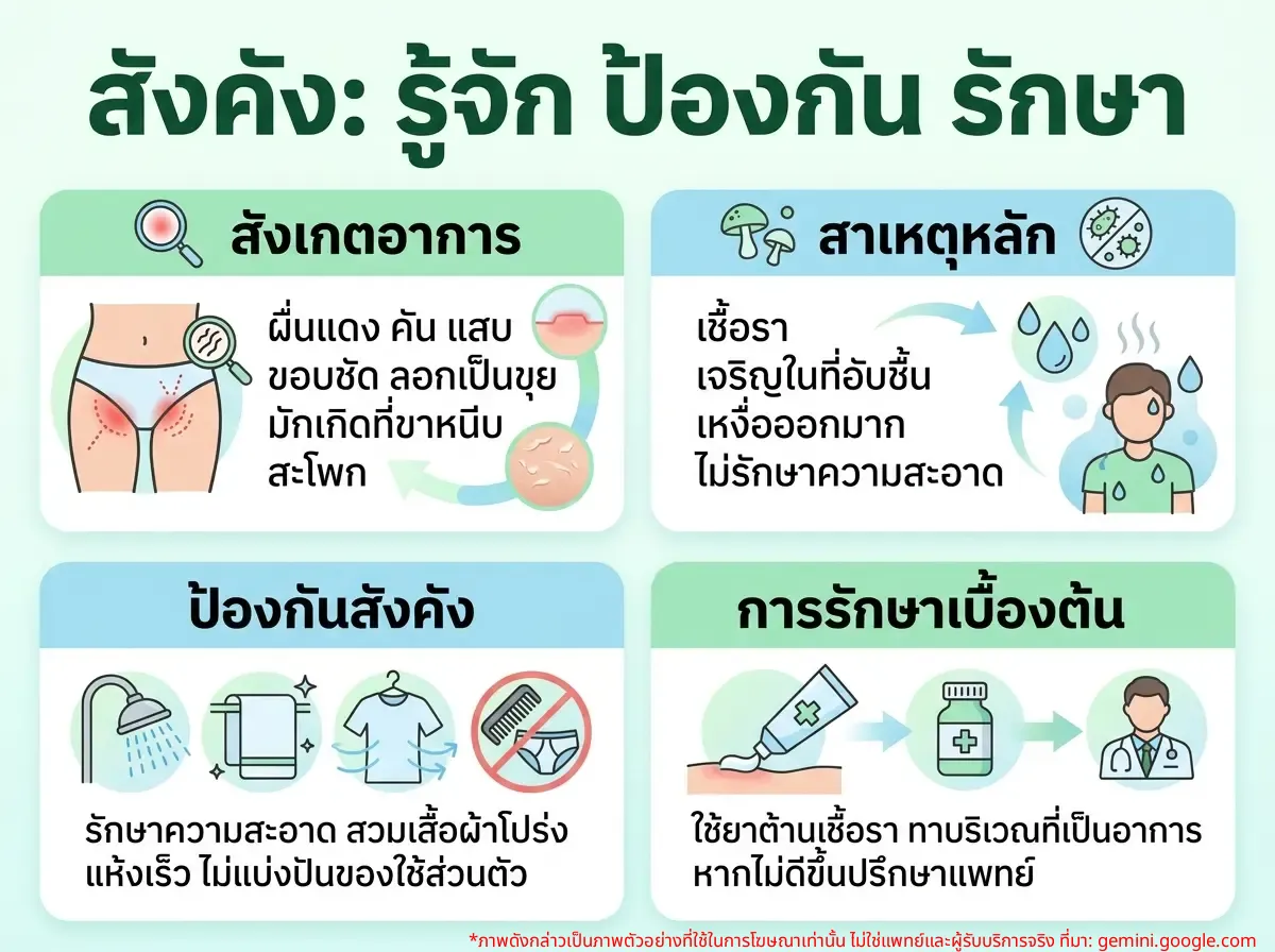 ภาพประกอบบริเวณขาหนีบที่อาจเกิดสังคัง