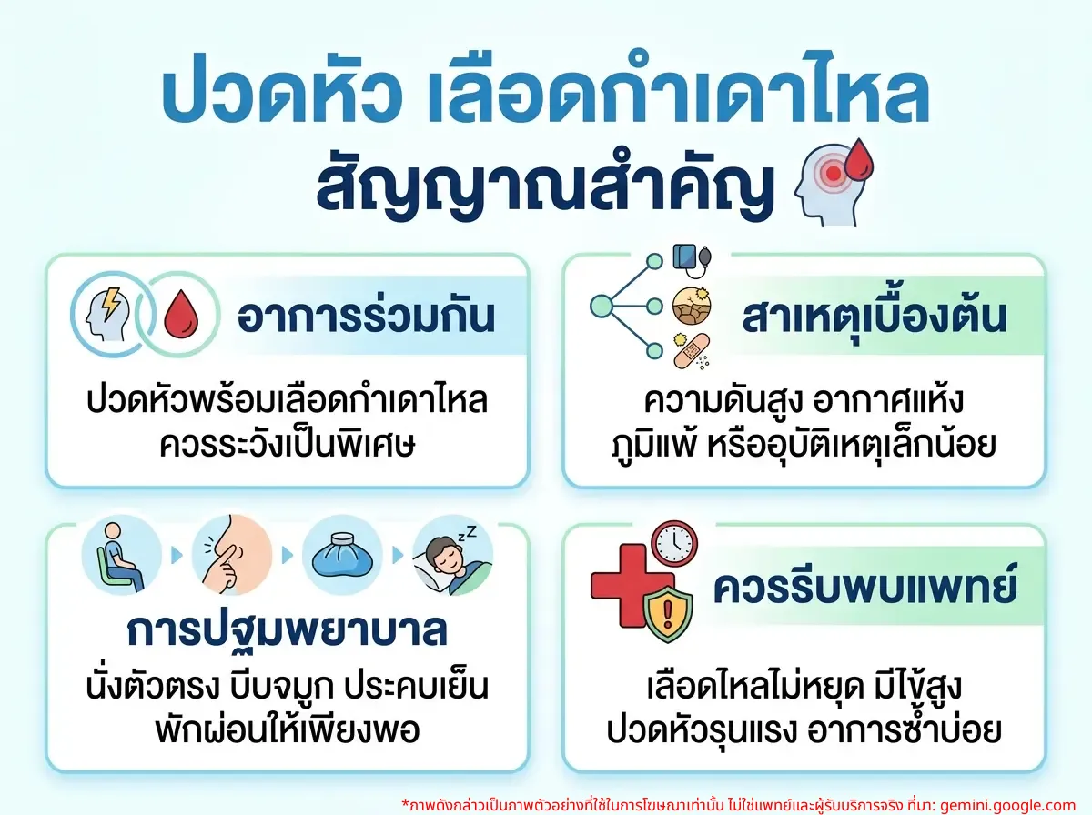 ผู้ป่วยมีอาการปวดหัวและเลือดกำเดาไหล