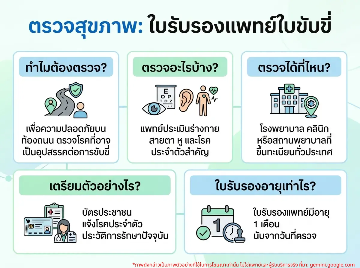 การตรวจสุขภาพเพื่อขอใบรับรองแพทย์สำหรับใบขับขี่